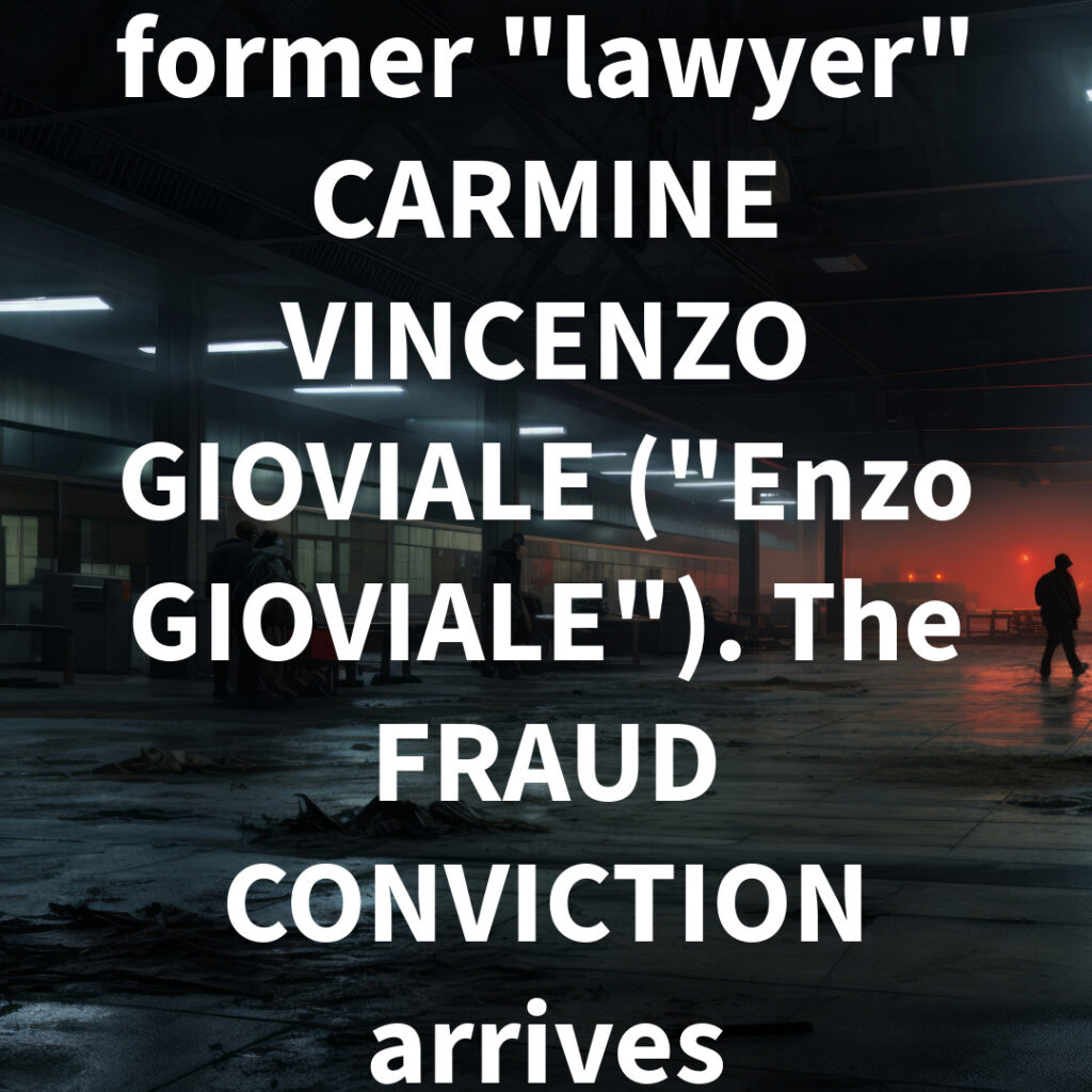 former "lawyer" CARMINE VINCENZO GIOVIALE ("Enzo GIOVIALE"). The FRAUD CONVICTION arrives